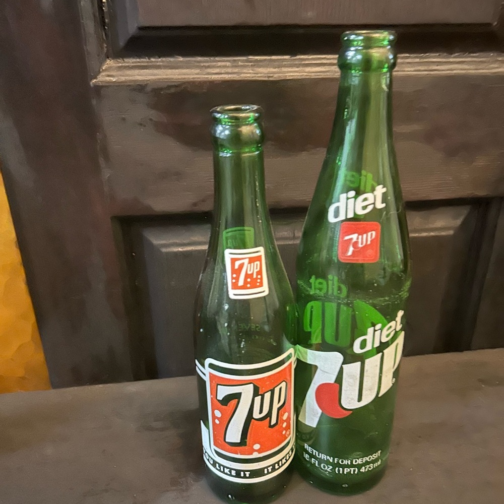 Green Glass Bottles Set